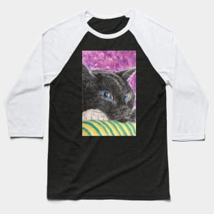 black cat face Baseball T-Shirt